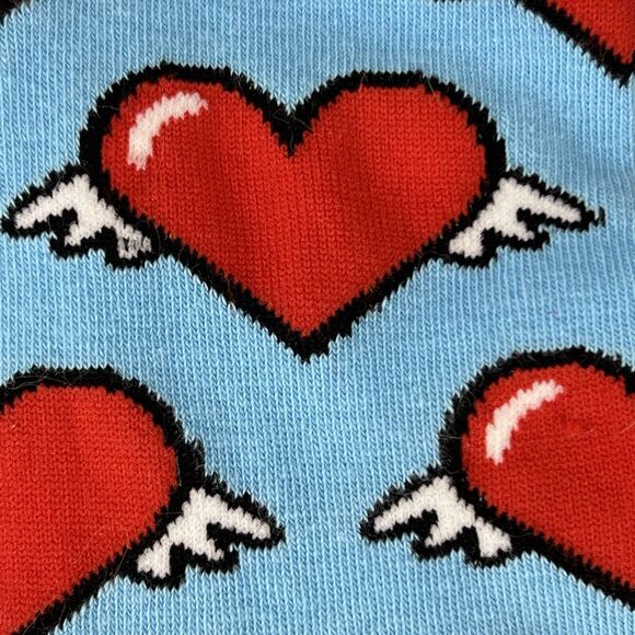 Two Left Feet Women’s Socks Love Is In The Air Flying Hearts Valentines Big Feet - Picture 3 of 6